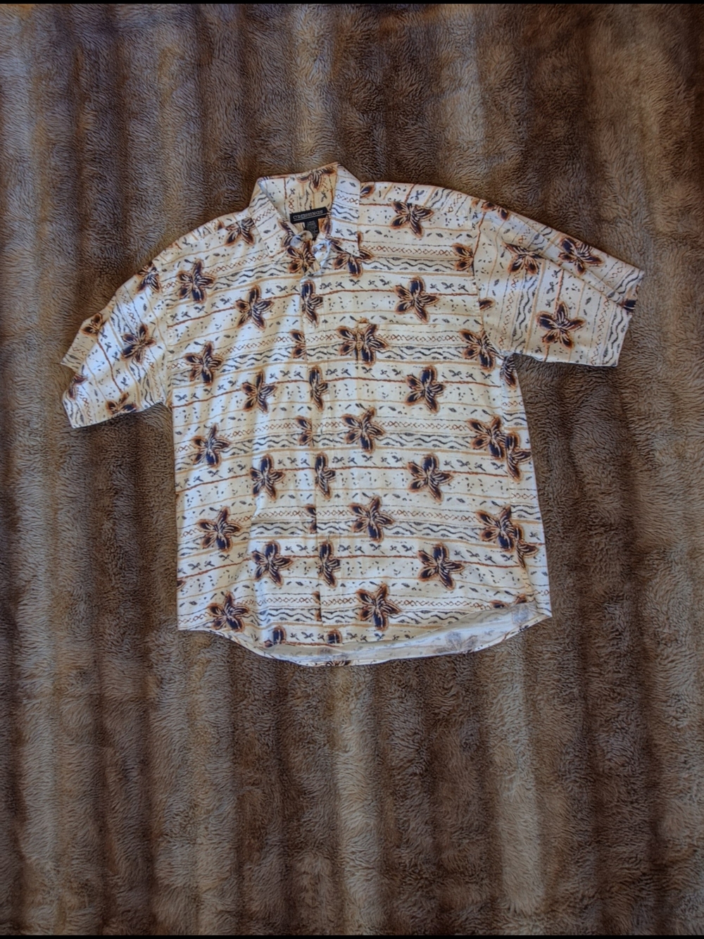 Crossings Men's 100% Cotton Floral Tropical Short Sleeve Shirt Large